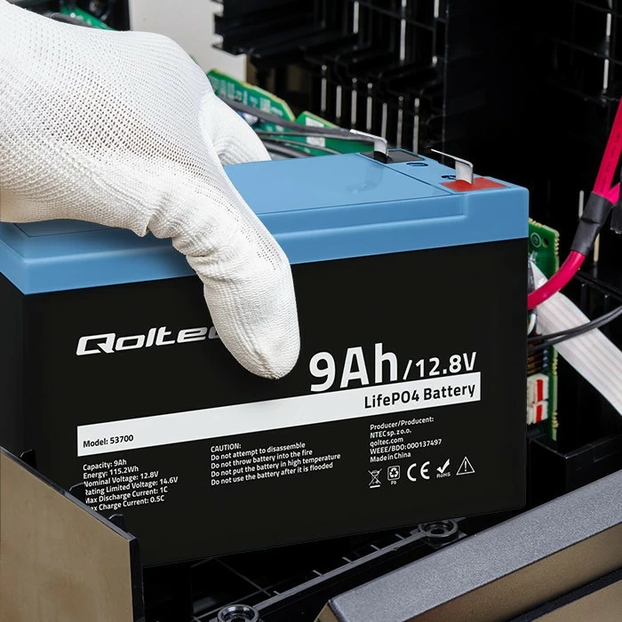 Bateri LiFePO4 Qoltec 53700, 12.8V, 9Ah, me BMS