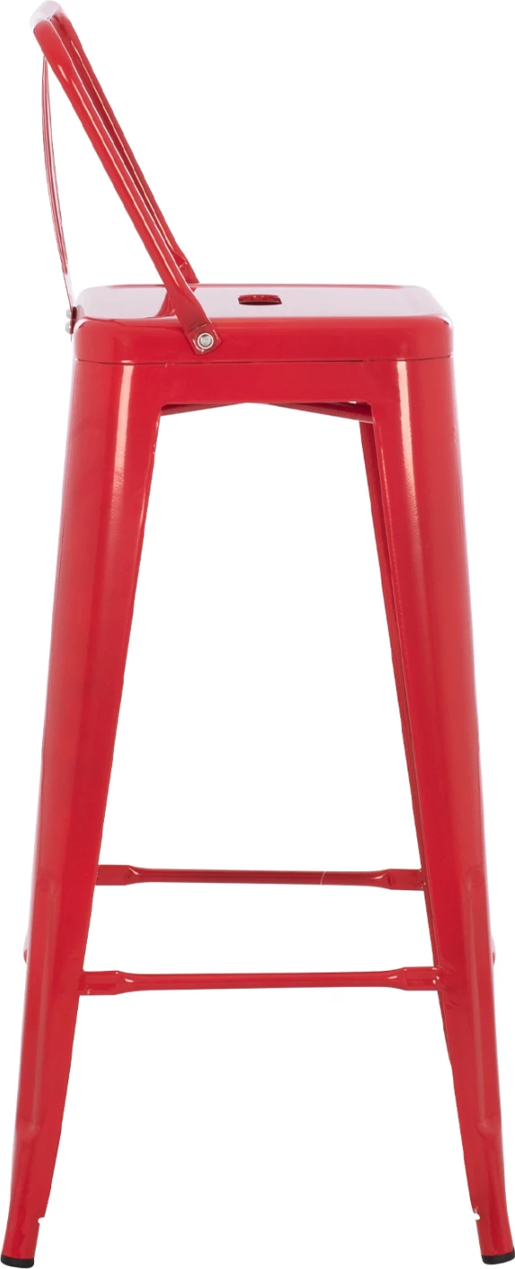 Karrige për bar metalike Melita me shpinë, ngjyrë e kuqe, FH8643.04, 43x43x100 cm