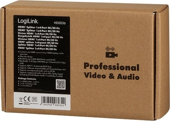 Splitter HDMI LogiLink HD0036, 4xHDMI, 4K, 30Hz, i zi