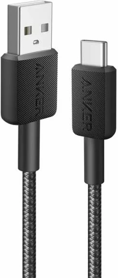 Kabl USB-A në USB-C ANKER 322 0.9m i gërshetuar, e zezë