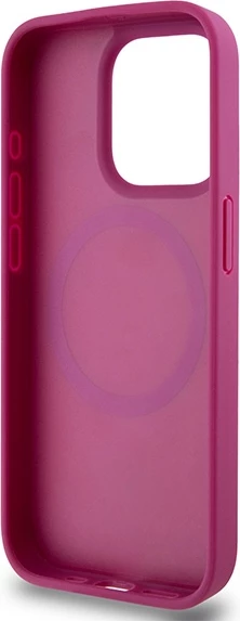 Mbështjellës DKNY Leather Monogram Pattern Metal Logo MagSafe për iPhone 15 Pro, Rozë