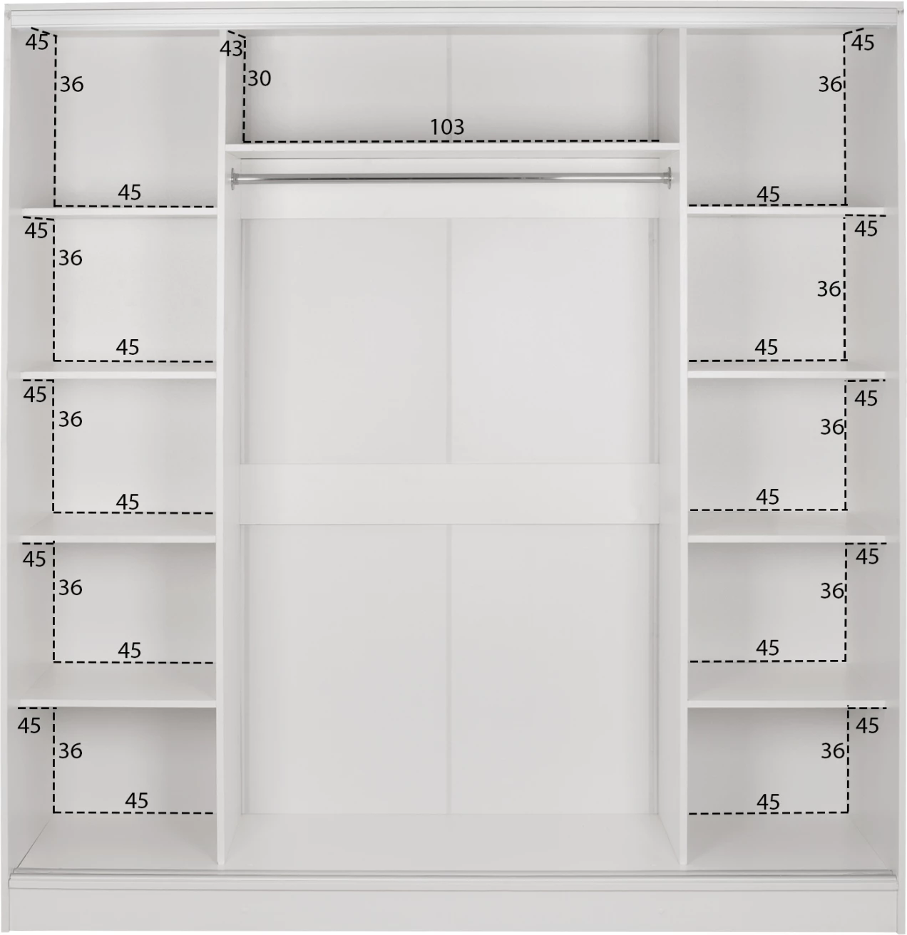 Garderobë me dyer rrëshqitëse, melaminë e bardhë, me pasqyrë, FH2435.03, 200x60x210 cm