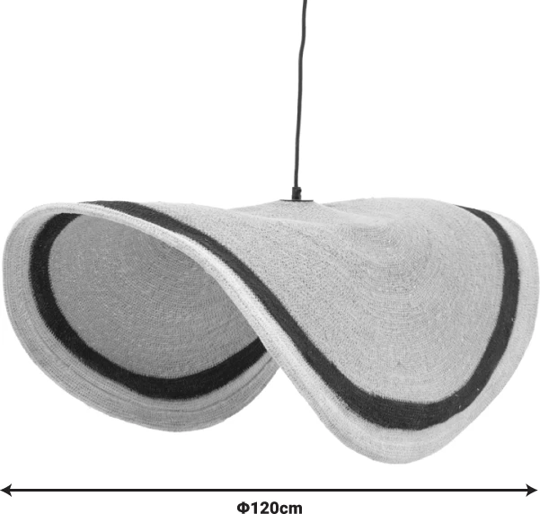 Dritë tavani Hatchie Inart, natyrale-e zezë-e bardhë, seagrass-hekur, D120x144cm