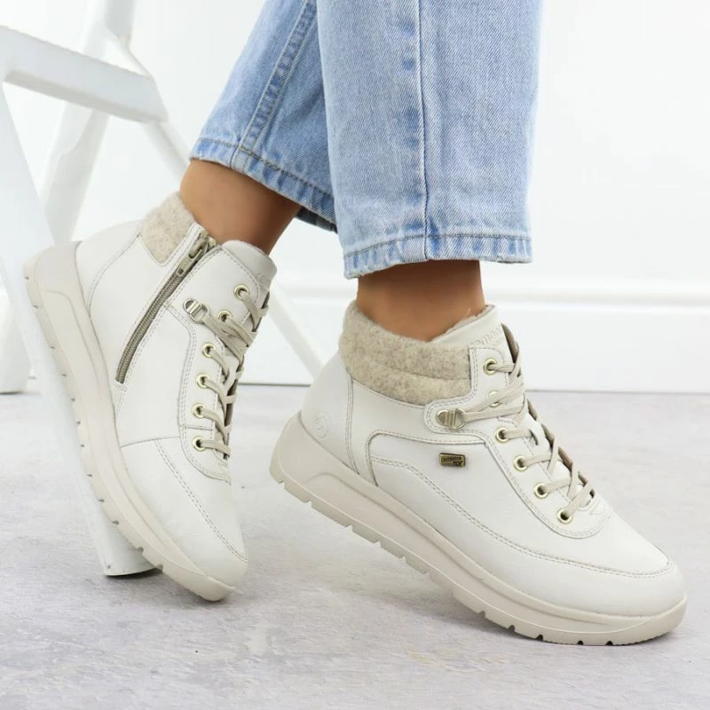 Çizme lëkure për femra Rieker Remonte D2V71-80, krem