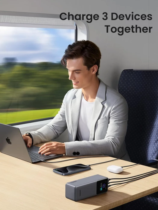 Powerbank UGREEN Nexode 35525B 25,000mAh 200W (PD 3.1) me ekran digital TFT, gri