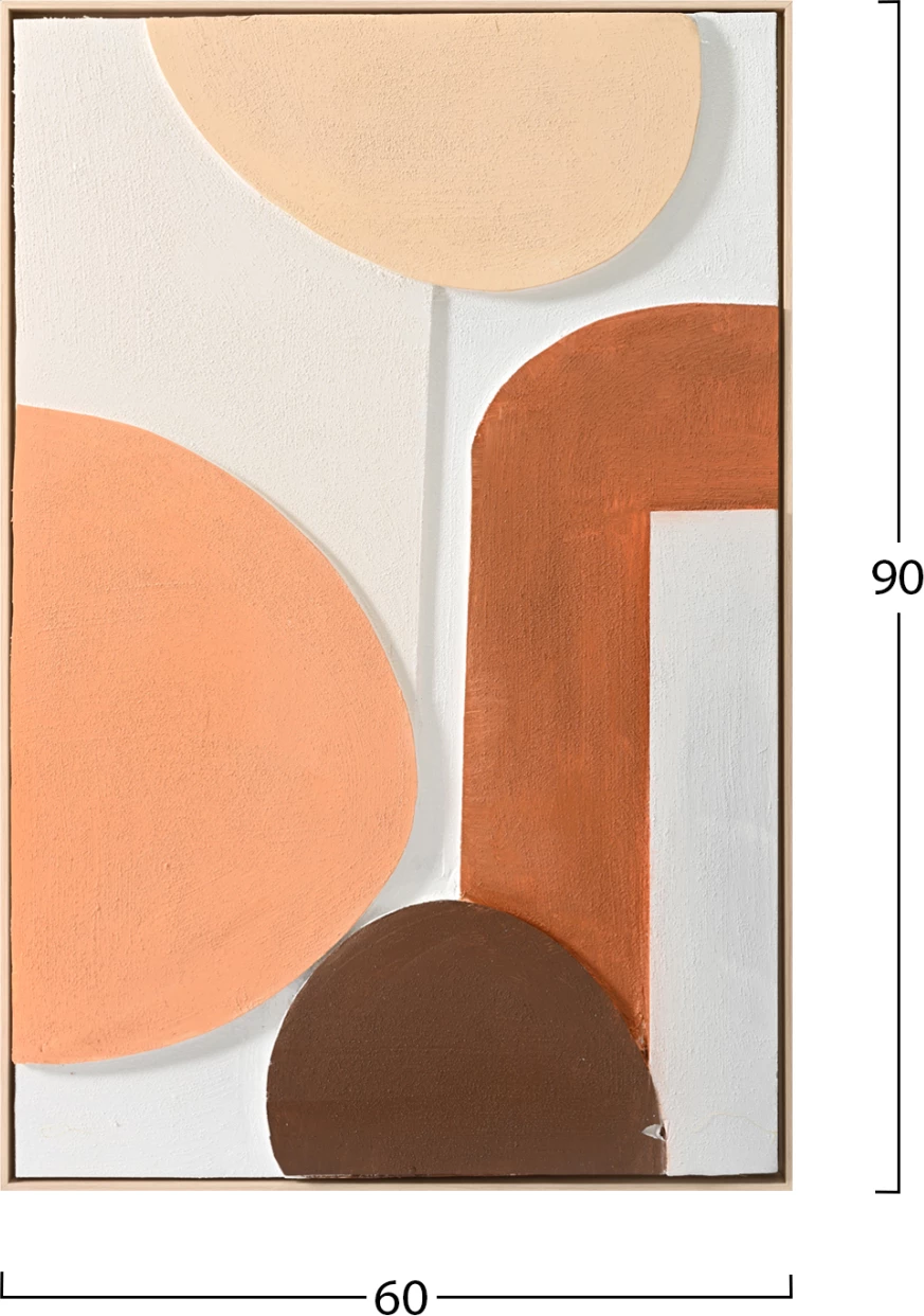 Pikturë muri 3D FH4543.01 me kornizë PS ngjyrë bezhë, forma të punuara me dorë, 60x4,5x90H cm