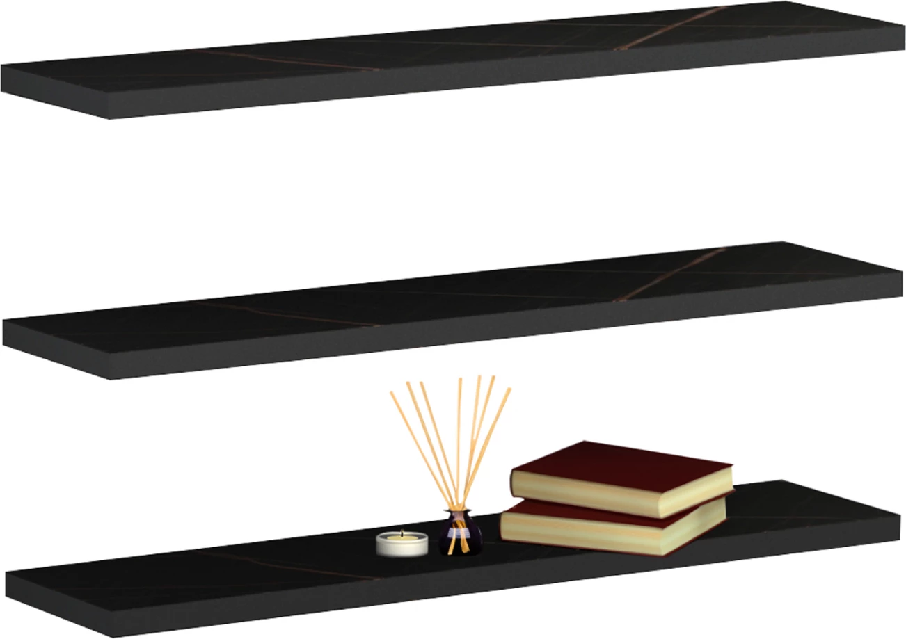 Rafta muri CASSIUS FH8966.13 melaminë, mermer i zi, 60x14,5 cm