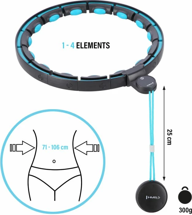 Hula hop me magnete dhe peshë HMS HHM17, i zi/turkuaz