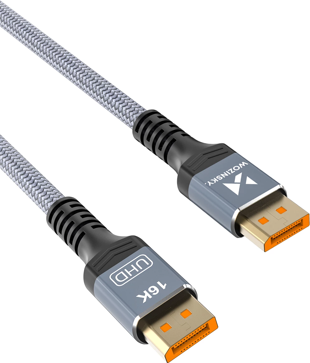 Kabllo DisplayPort 2.1, Wozinsky, WPS-16AYL2S, 80 Gb/s, 16K@60Hz, 2 m, gri