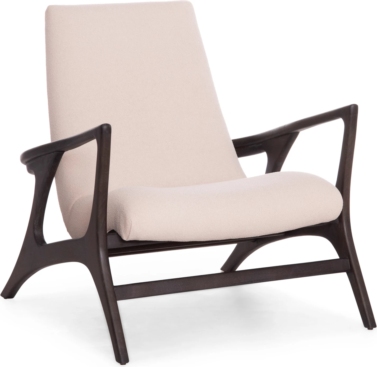 Fotel lounge ARYA, dru teku, ngjyrë e zezë-krem boucle, 79x88x83cm