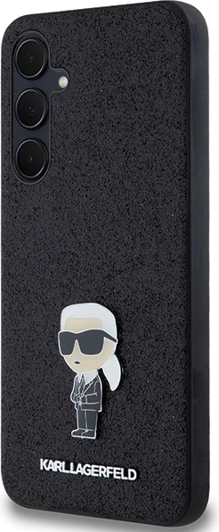 Mbështjellës Karl Lagerfeld Fixed Glitter Ikonik Logo Metal Pin për Samsung Galaxy A35, zi