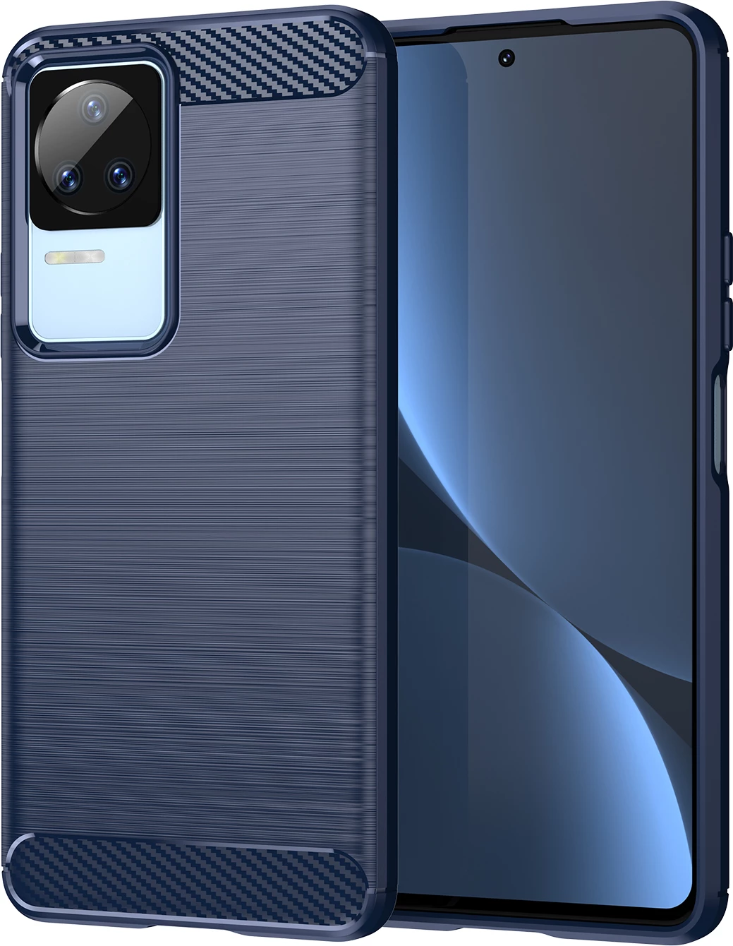 Mbështjellës Hurtel Carbon Case për Xiaomi Poco F4 5G, TPU, Kaltër