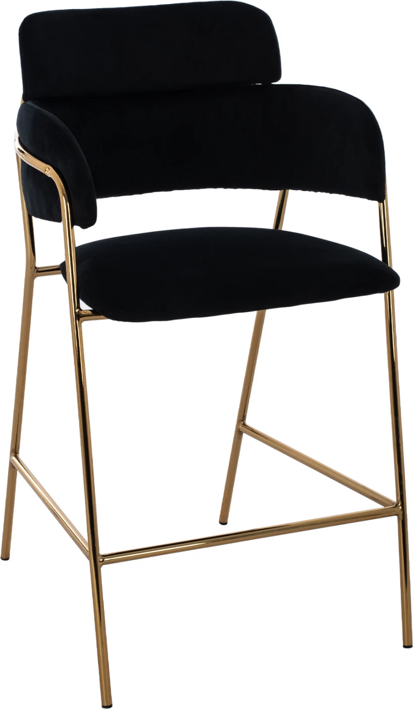 Karrige mesatare për bar, FH8735.04, kadife e zezë, kornizë e artë, 54x58x95 cm., set prej 2 copë