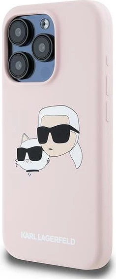 Mbështjellës Karl Lagerfeld Silicone Karl & Choupette MagSafe për iPhone 15 Pro, Rozë