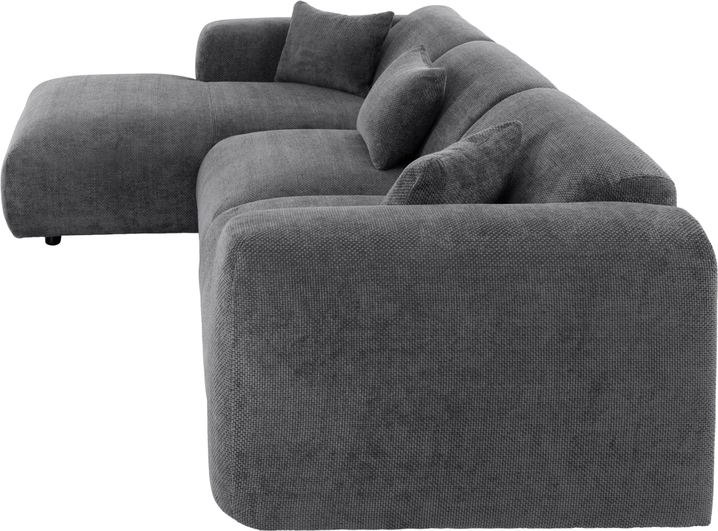 Divan qoshe, BRICKEN FH3275.04L, pëlhurë antracit, 110-282x98-160x72H cm