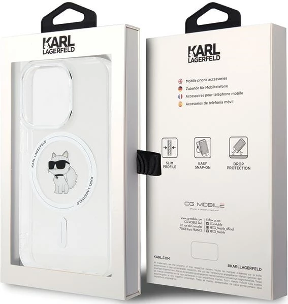 Mbështjellës Karl Lagerfeld IML Choupette MagSafe për iPhone 14 Pro, Transparent
