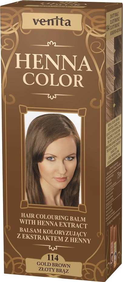 Balsam ngjyrues për flokë Venita Henna Color 114 Golden Brown për femra, 75ml