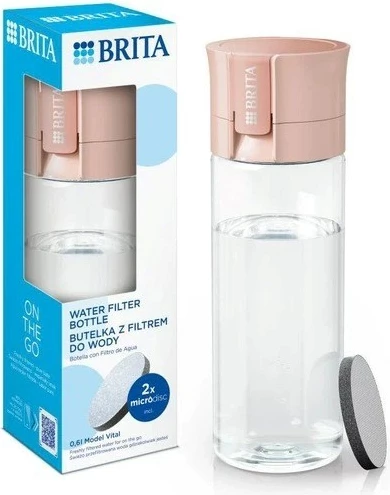 Shishe me filtër BRITA Vital 0.6L, pastel pjeshke, 2 copë
