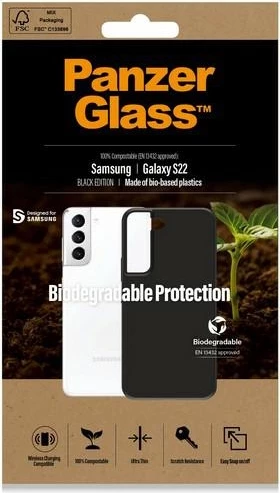 Mbështjellës PanzerGlass për Samsung Galaxy S22, i biodegradueshëm, i zi