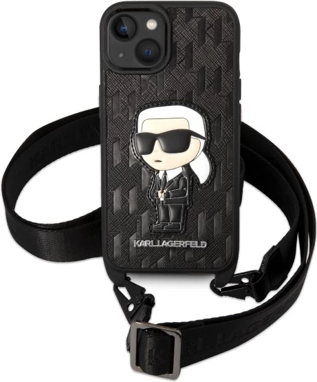Mbështjellës Karl Lagerfeld KLHCP14MSTKMK për iPhone 14 Plus 6.7", Monogram Ikonik Patch, i zi