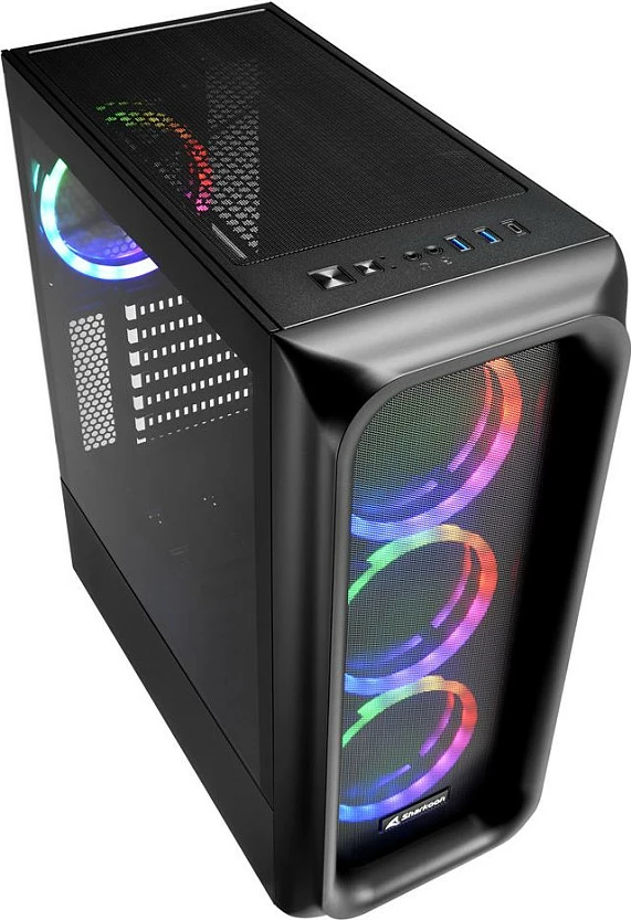 Kasë Sharkoon TK5M RGB midi, e zezë