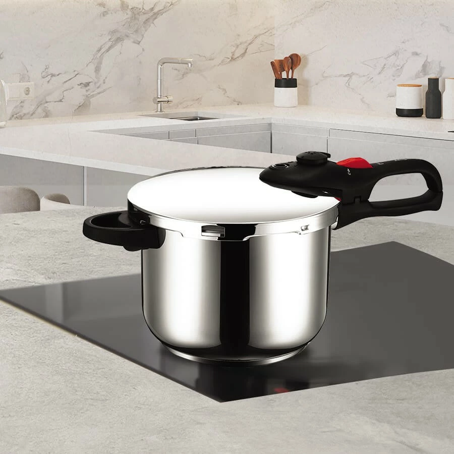 Tenxhere me presion, Feel-Maestro MR-2902, 6L, Ø22cm, 80kPa, çelik inox, e zezë/argjendtë