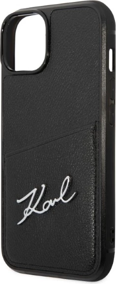 Mbështjellës Karl Lagerfeld Signature Logo Cardslot për iPhone 14 Plus, i zi