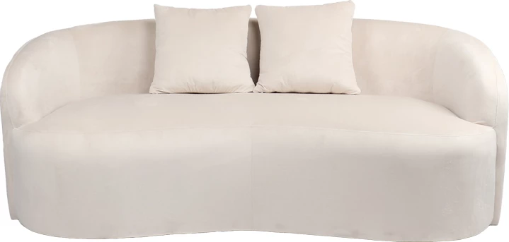 Divan dy ulëshe Raini me jastëkë, kadife krem, 178x82x68cm