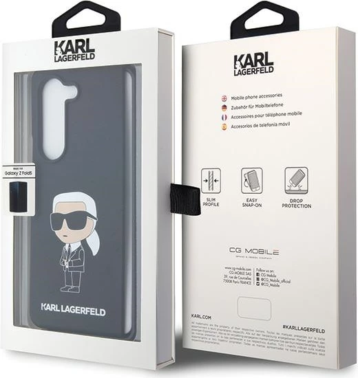 Mbështjellës Karl Lagerfeld KLHCZFD5SNIKBCK për Samsung Galaxy Z Fold5, silikon, i zi