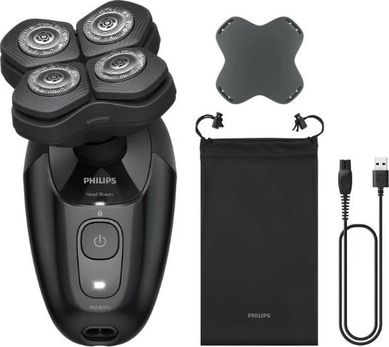 Makinë rroje për kokë, Philips Pro Series 5000 HS5980/15, Wet & Dry, 60 min pa kabllo, kokë fleksibile 360°, USB-A (pa adapter), e zezë