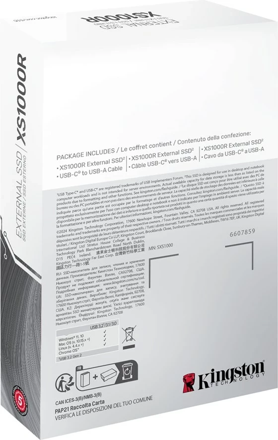 Disk i jashtëm SSD Kingston XS1000, 1TB, USB 3.2 Gen 2, Kuq