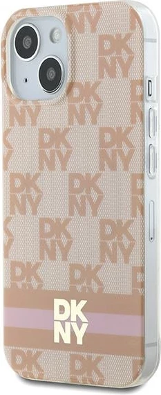 Mbështjellës DKNY IML Checkered Mono Pattern & Printed Stripes MagSafe për iPhone 15/14/13, Rozë