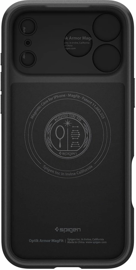 Mbështjellës MagSafe Spigen Optik Armor për iPhone 17 Pro Max me kapak rrëshqitës kamere TPU+PC i zi