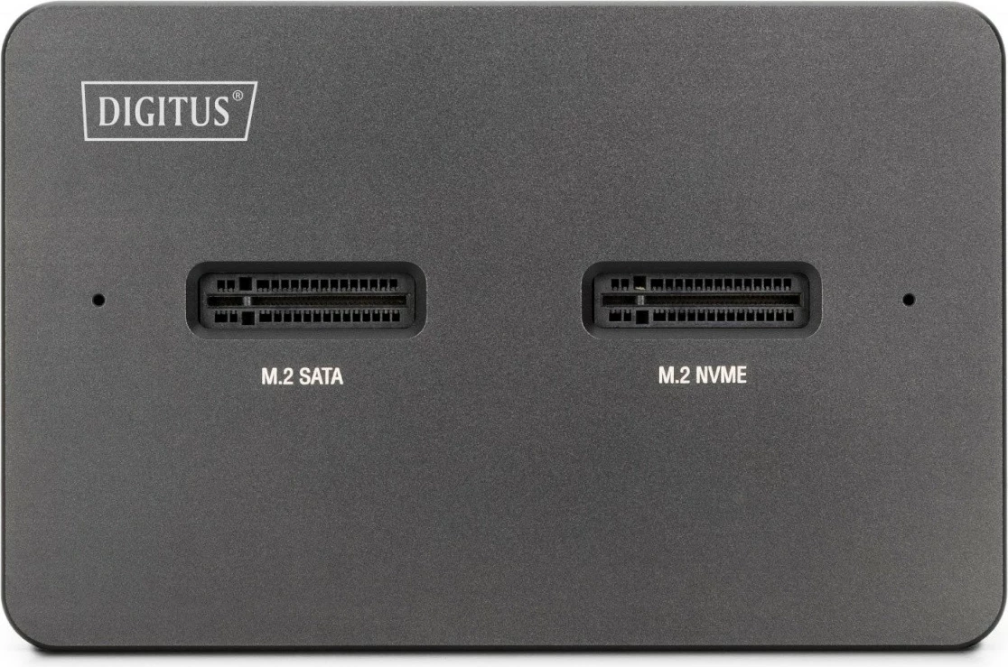 Dok USB-C 3.2 Gen2, Digitus DA-71546-1, për M.2 NVMe & SATA (2 slote, deri 2x 4 TB) me lexues SD-Express 7.1 (deri 2 TB), e zezë