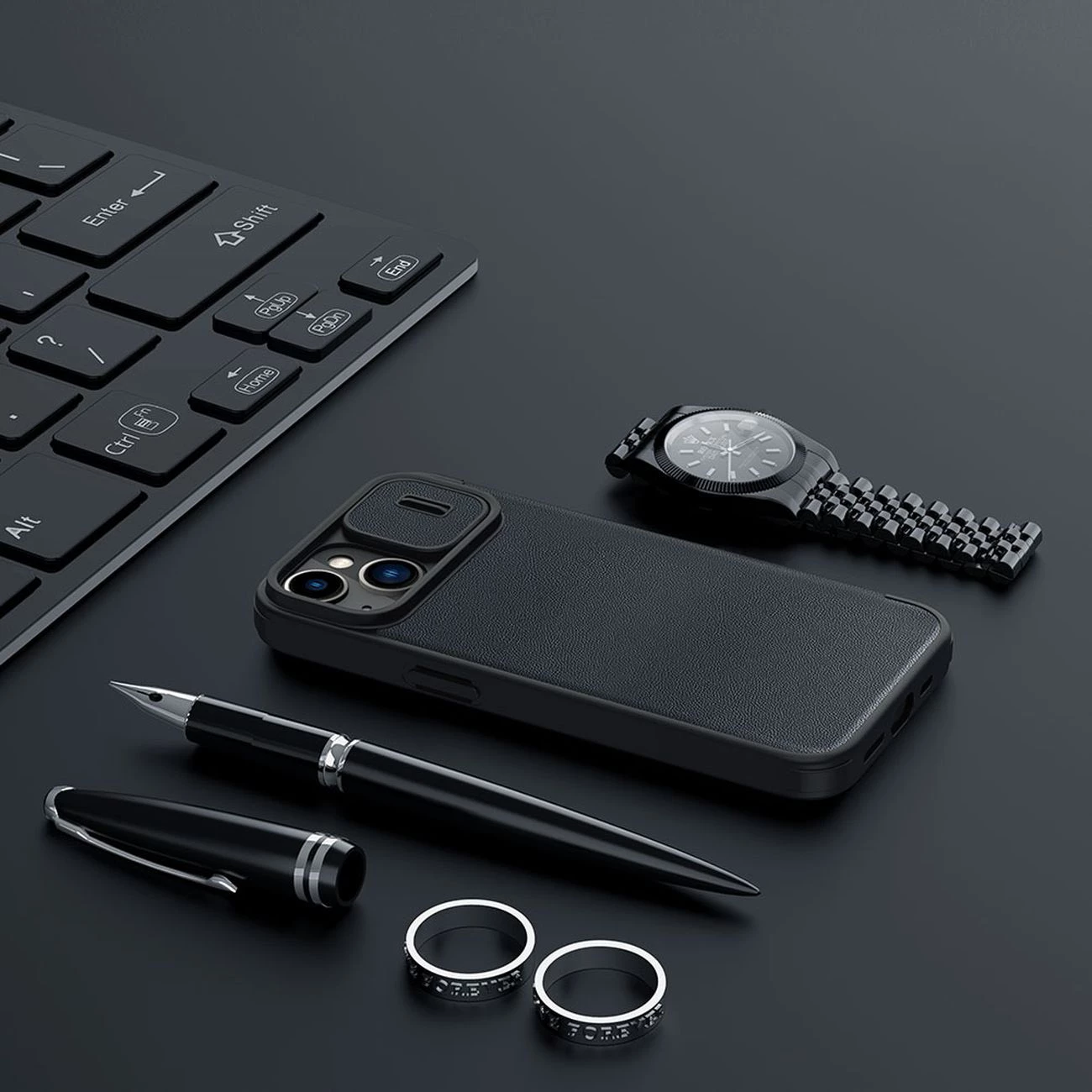 Mbështjellës Nillkin Qin Leather Pro Case për iPhone 14 Plus, me kapak dhe mbrojtje kamere, Gjelbër