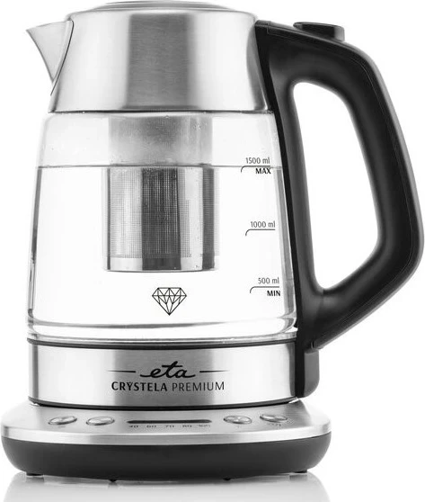 Ketelja ETA Crystela Premium, me kontroll të temperaturës, 1.5L, argjendtë
