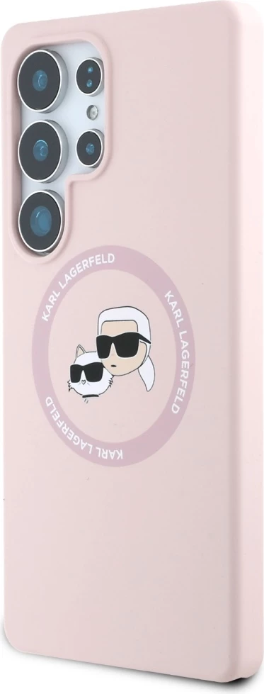 Mbështjellës Karl Lagerfeld Silicone Double Heads And Circle MagSafe për Samsung Galaxy S25 Ultra, Rozë