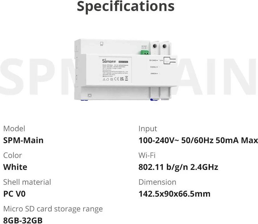 Matës I Energjisë SONOFF SPM-4Relay (Bardhë)