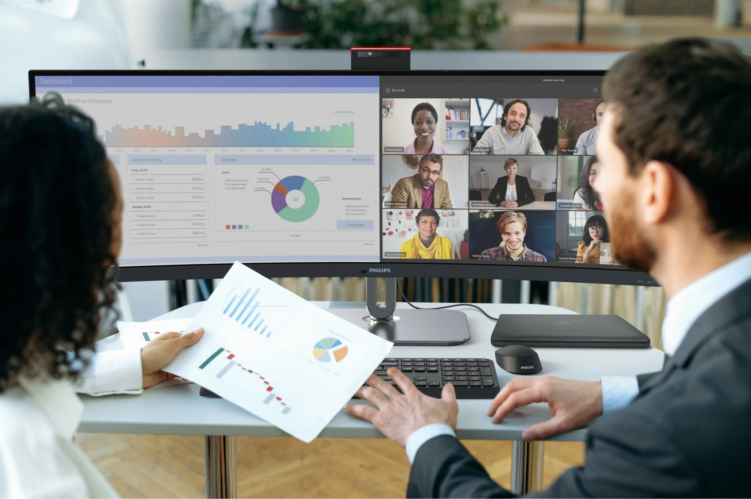 Monitor Philips 49B2U6903CH, 49 inç, 5120x1440, USB-C, HDR, i zi