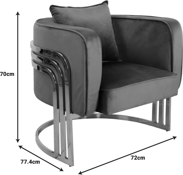 Fotel Roblu, metal i artë, kadife ngjyrë mollë e kalbur, 72x77.4x70cm
