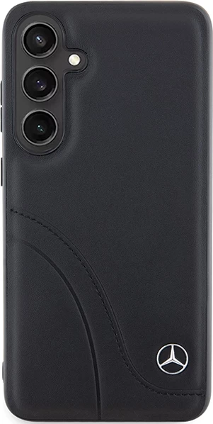 Mbështjellës Mercedes Leather Curved Stitches për Samsung Galaxy S24, i zi