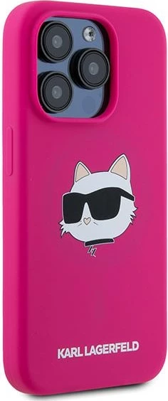 Mbështjellës Karl Lagerfeld Silicone Choupette Head MagSafe për iPhone 15 Pro, Rozë
