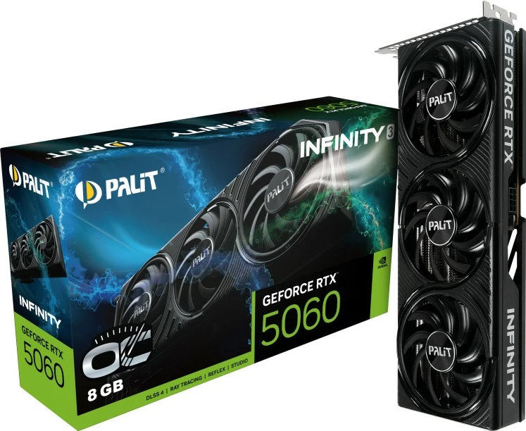 Kartelë grafike Palit RTX 5060 Infinity 3 OC 8GB GDDR7 e zezë