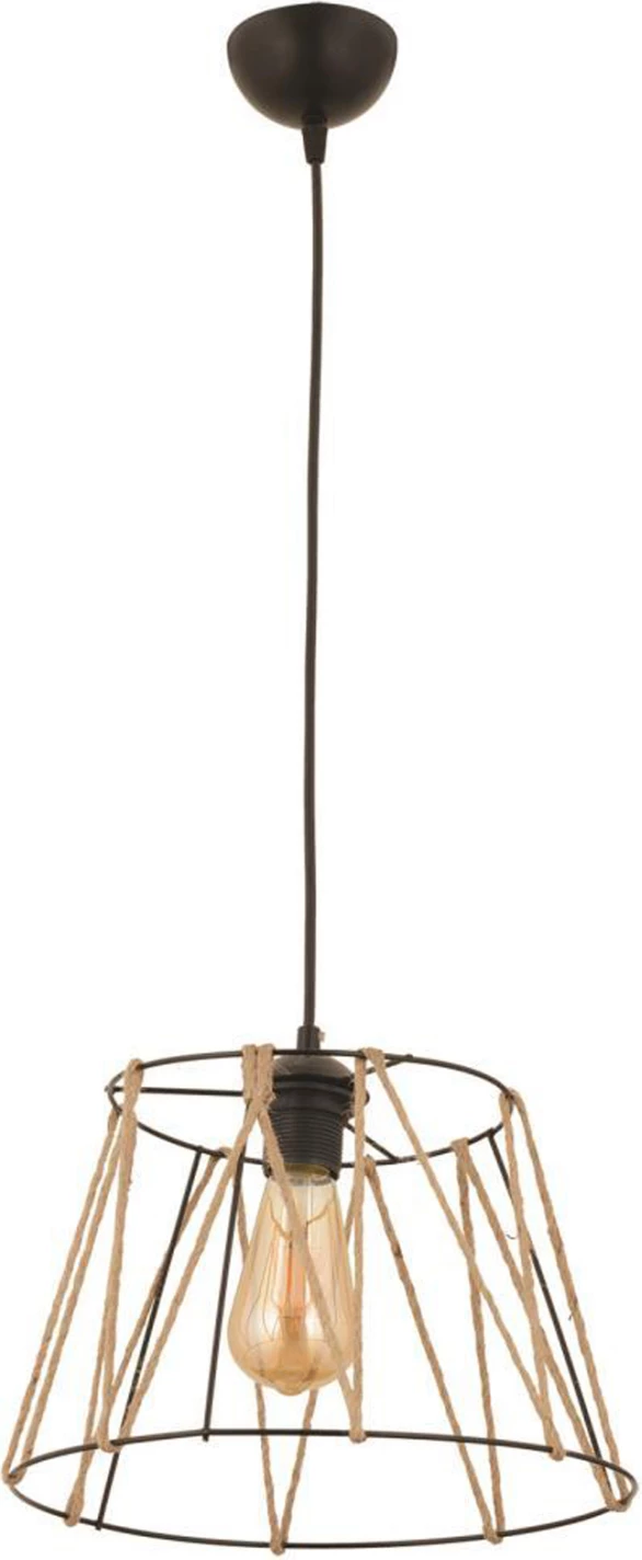 Llambë varëse tavani metalike, ngjyrë zezë me litar bezhë, FH7566.01, Φ30x81Υ cm