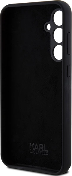 Mbështjellës Karl Lagerfeld Silicone Ikonik Metal Pin për Samsung Galaxy S23 FE, i zi