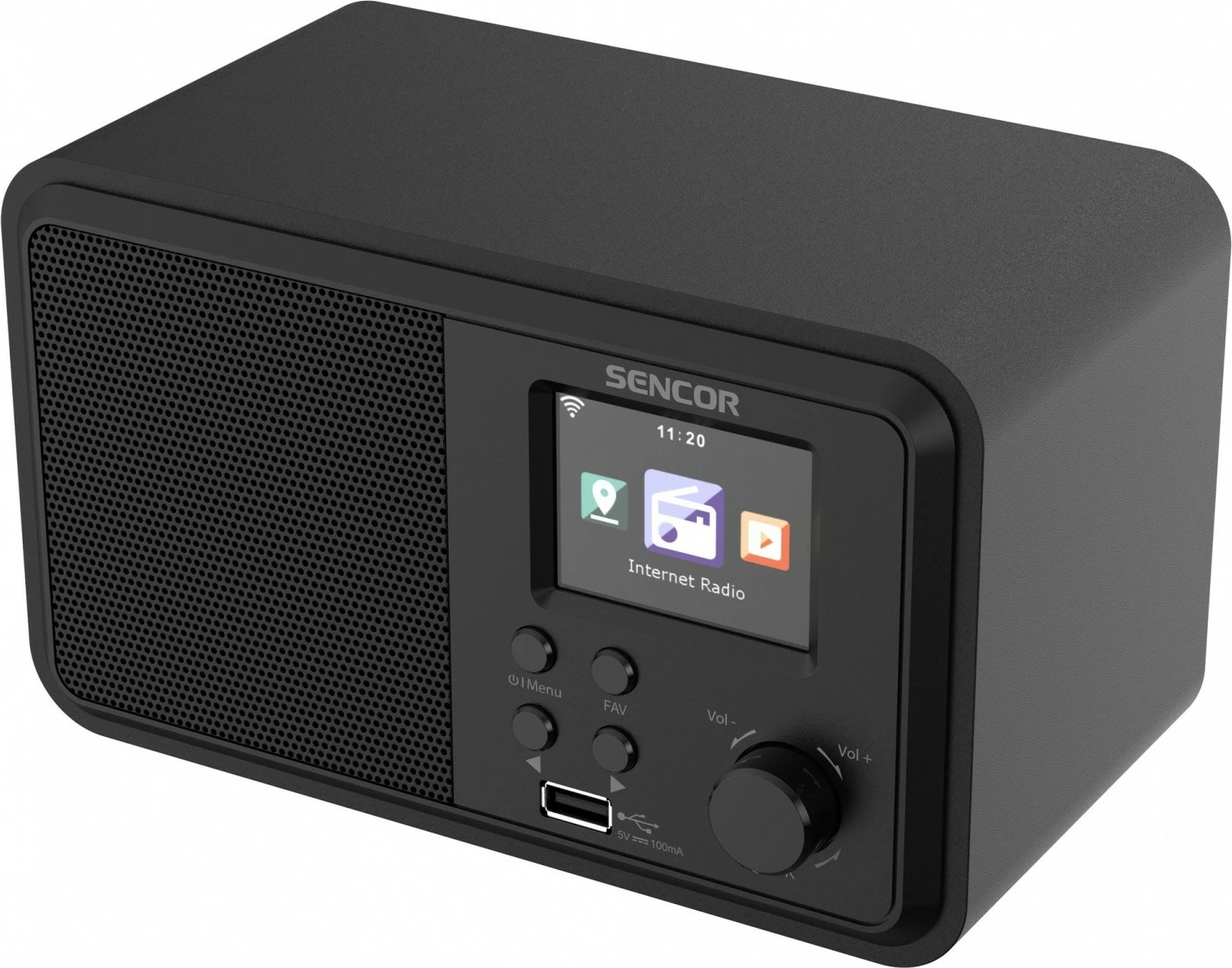 Radio interneti Sencor SIR 5100WDB, 4W, WiFi, FM, DAB+, USB, LCD i madh, e zezë