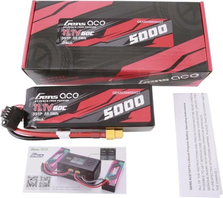 Bateri LiPo, Gens ace G-Tech GEA503S60SXGT, 5000mAh 11.1V 60C 3S1P, prizë XT60, short-size