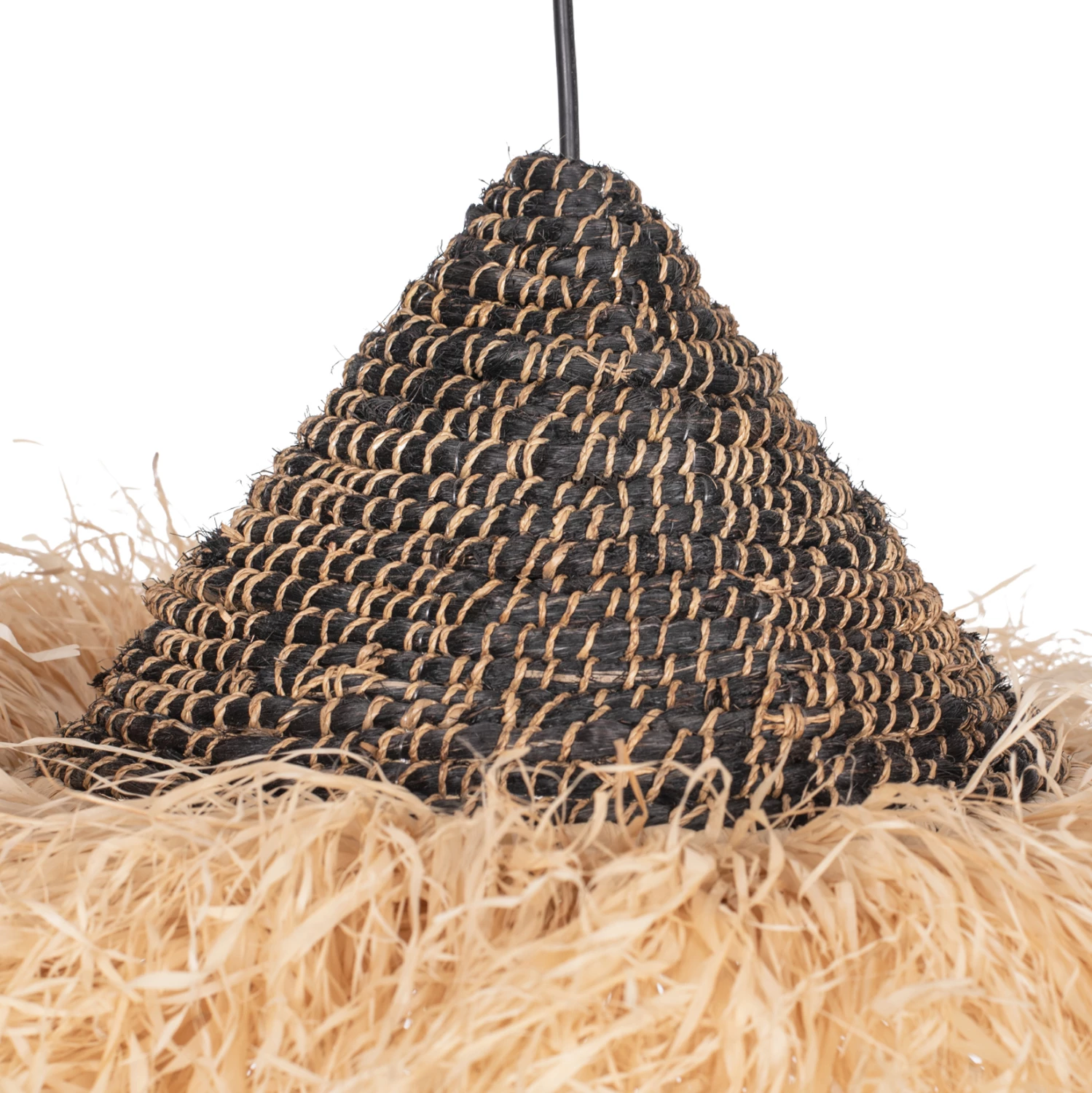 Llambë varëse tavani prej fije sisali dhe abaka, ngjyrë natyrale-e zezë, 50x50x20H cm, FH7789