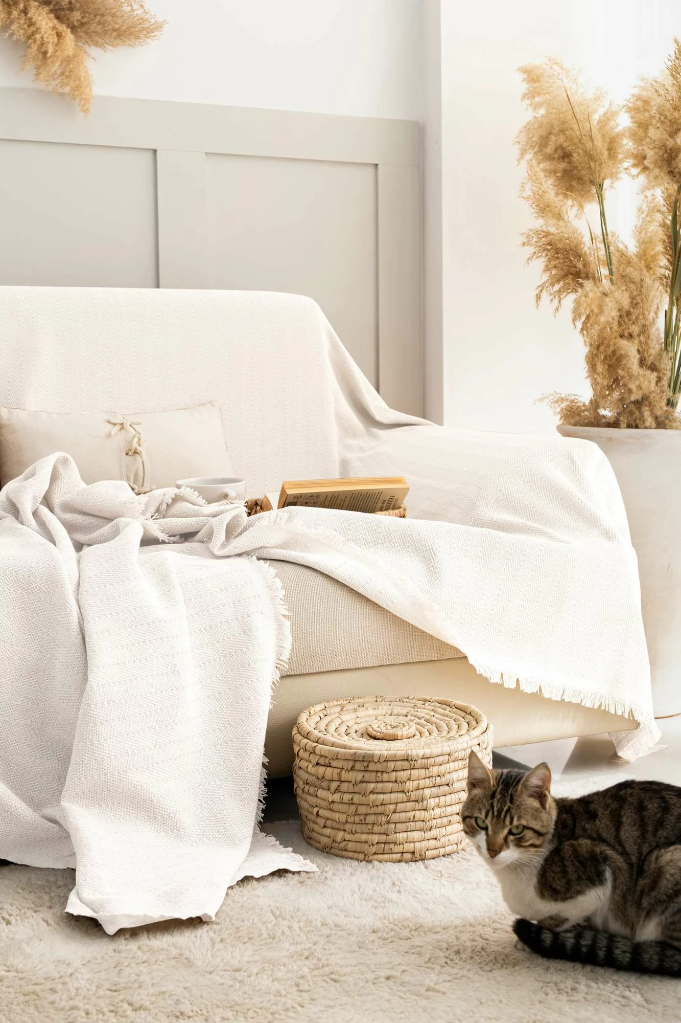 Mbulesë divani L'essentiel, Rio, ngjyrë krem