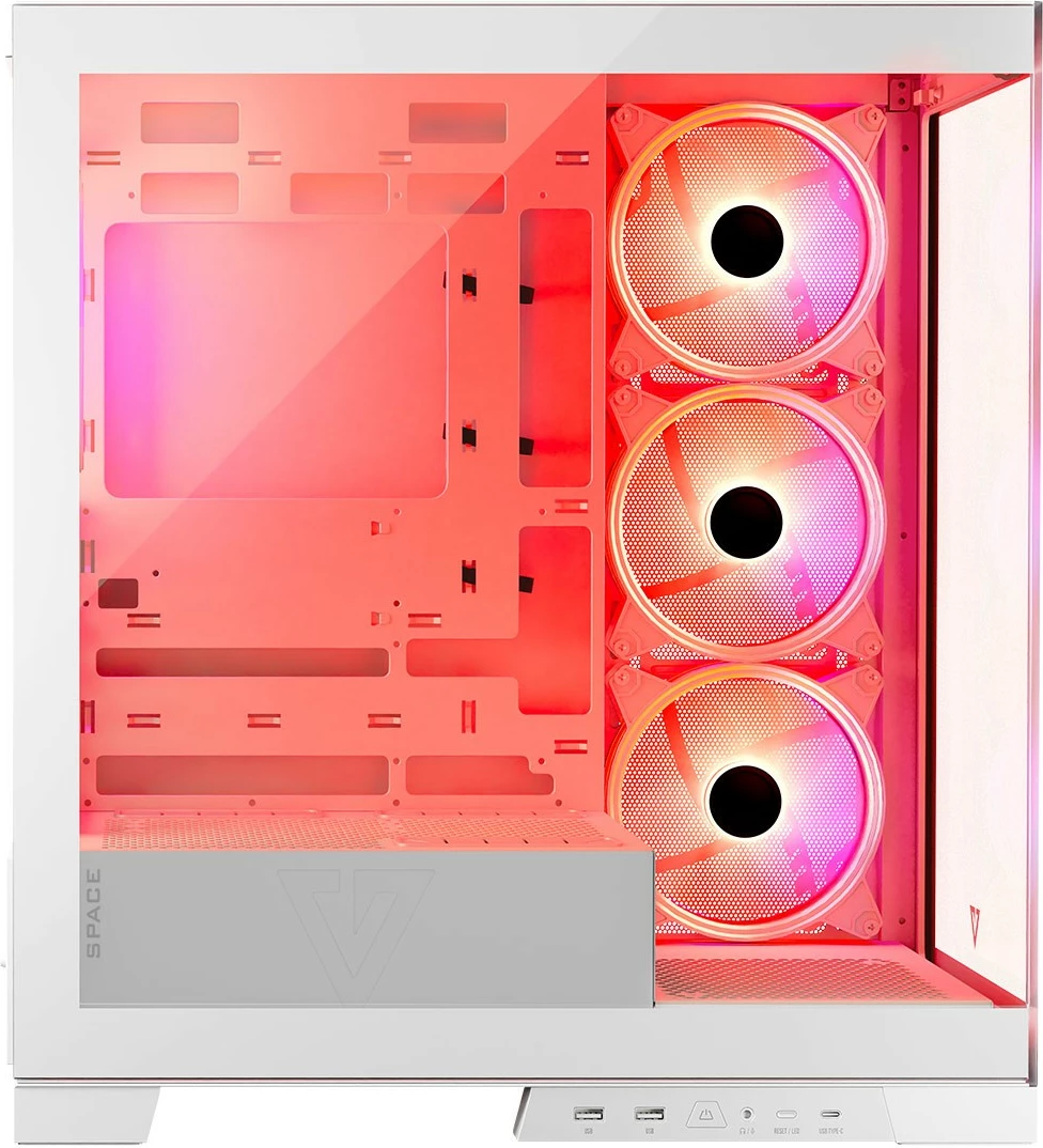 Kasë MODECOM Volcano Space ARGB, Midi Tower, xham i temperuar, e bardhë